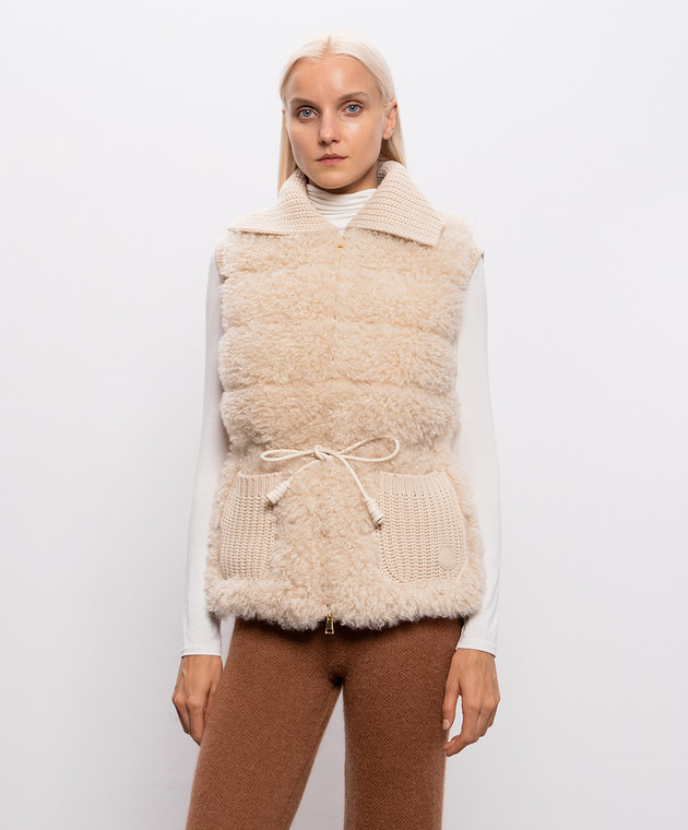 Moncler Бежевий комбінований жилет L20939I00003M4281 зображення 3