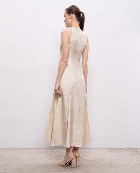 Loulou de Saison Бежевое платье IRAKA из шелка IRAKA