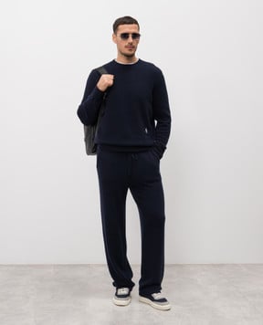 Sporty & Rich Синій светр SRC з кашеміру та вовни WS08362302BL106