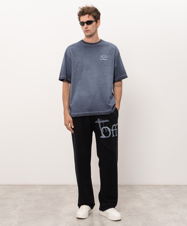 Off-White Голубая футболка с принтом логотипа 44MAA120F26J01F изображение 2