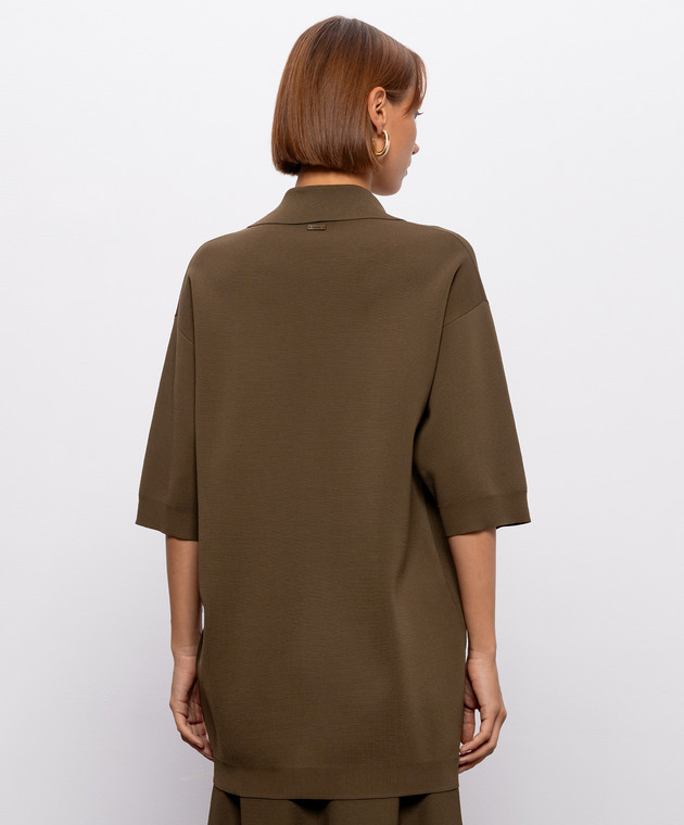 Max Mara Топ MALPINO цвета хаки с воротником-поло MXMALPINO изображение 4