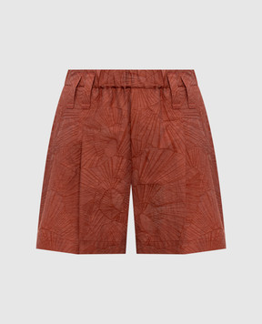 Brunello Cucinelli Коричневі шорти в тканий візерунок MQ988P9149