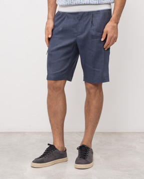 Stefano Ricci Сині шорти з льону і вовни M1T6100190LW001Q