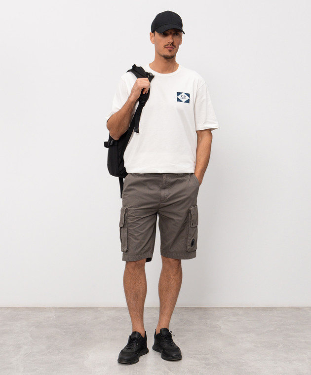 C.P. Company Футболка цвета айвори с принтом логотипа MTS267A110656W изображение 2