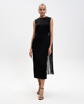 David Koma Чорна сукня-футляр з бахромою AW25DK40D