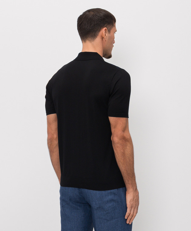 Bertolo Cashmere Черное поло с шелком в узоре 902529002542 изображение 4