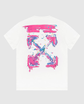 Off-White Дитяча біла футболка з принтом емблеми 44GAA001S26J005
