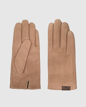 Max Mara Бежеві шкіряні рукавички LEMMA
