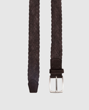 ISAIA Коричневий замшевий плетений ремінь FB0047PLF40
