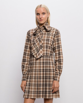 Twinset Бежевое платье мини в клеточку 262AP2301