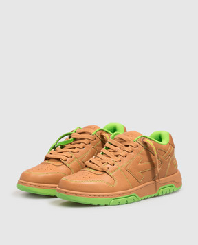 Off-White Коричневые кожаные кроссовки Out Of Office OF05734210