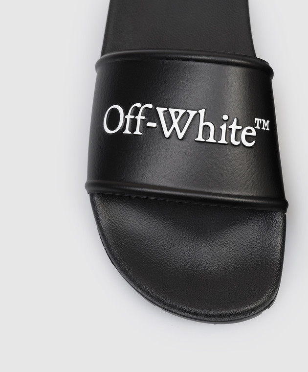 Off-White Черные слайдеры с фактурным логотипом OWIU001S26MAT002 изображение 5