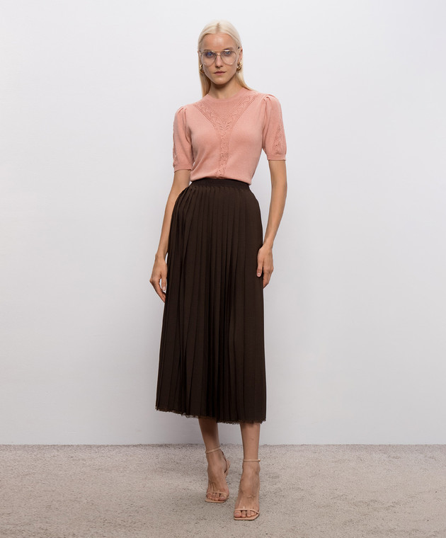 Twinset Розовый топ с шерстью с ажурным узором 262TP3210 изображение 2