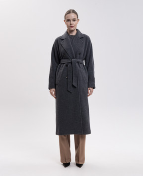 Max Mara Серое двубортное пальто CADMIO из кашемира MXMCADMIO