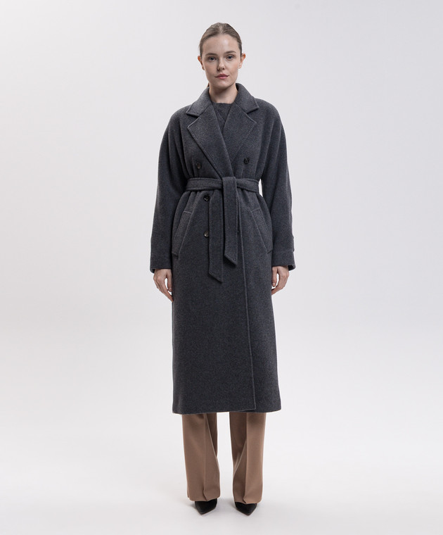 Max Mara Сіре двобортне пальто CADMIO з кашеміру MXMCADMIO зображення 3