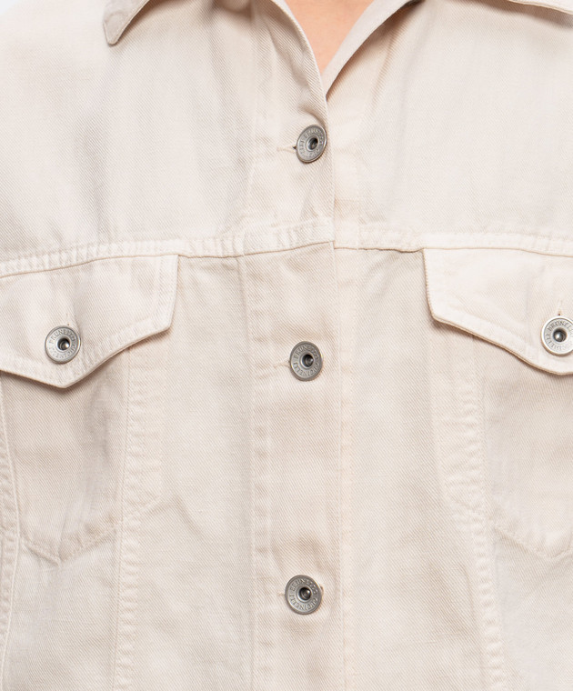 Brunello Cucinelli Бежевая джинсовая куртка с цепочкой мониль ML9967674 изображение 5