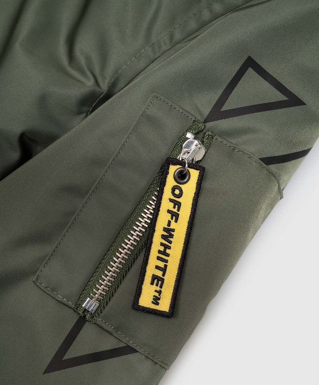 Off-White Дитяча зелена куртка з принтом логотипа 44BEH005F26F001 зображення 3