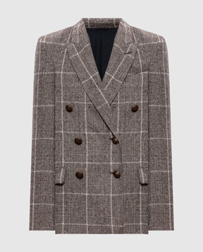 Brunello Cucinelli двубортный жакет с шерстью альпаки в клетку MV4037053