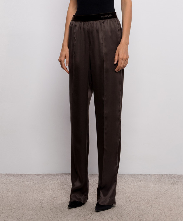 Tom Ford Коричневые брюки из шелка PAW683FAX1720 изображение 3