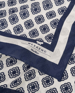 Max Mara Weekend Синий платок SARONG с шелком в брендовый принт WKASARONG