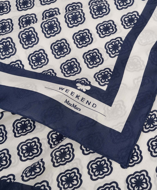 Max Mara Weekend Синий платок SARONG с шелком в брендовый принт WKASARONG изображение 3
