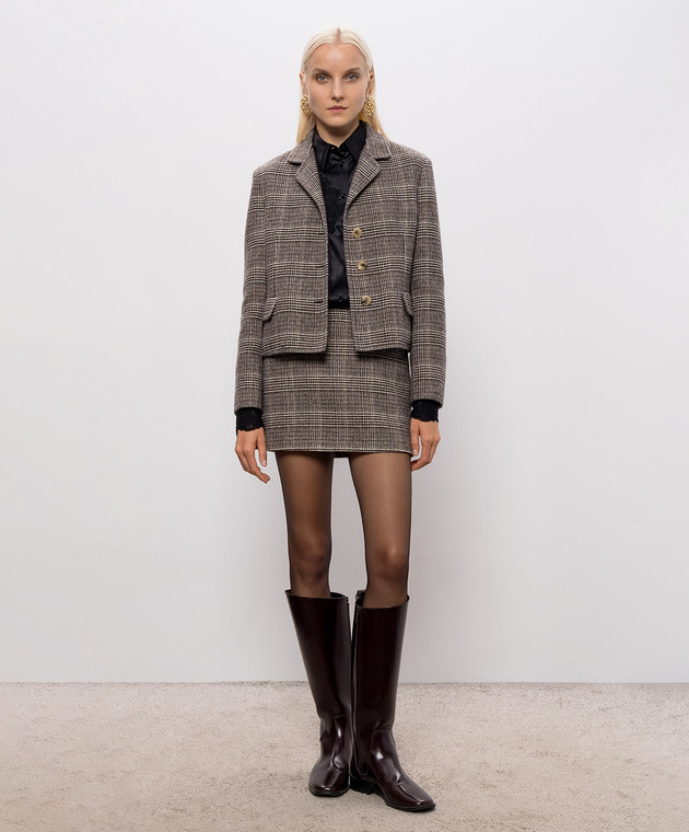 Ermanno Scervino Коричневий жакет з вовни в клітинку D496I301VCZLD зображення 2
