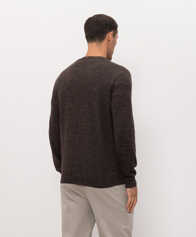 Brunello Cucinelli Коричневый джемпер из кашемира, шелка и льна MSY00100 изображение 4