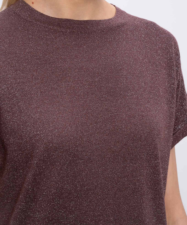 Brunello Cucinelli Фіолетова футболка з кашеміром та шовком з люрексом M41810000P зображення 5