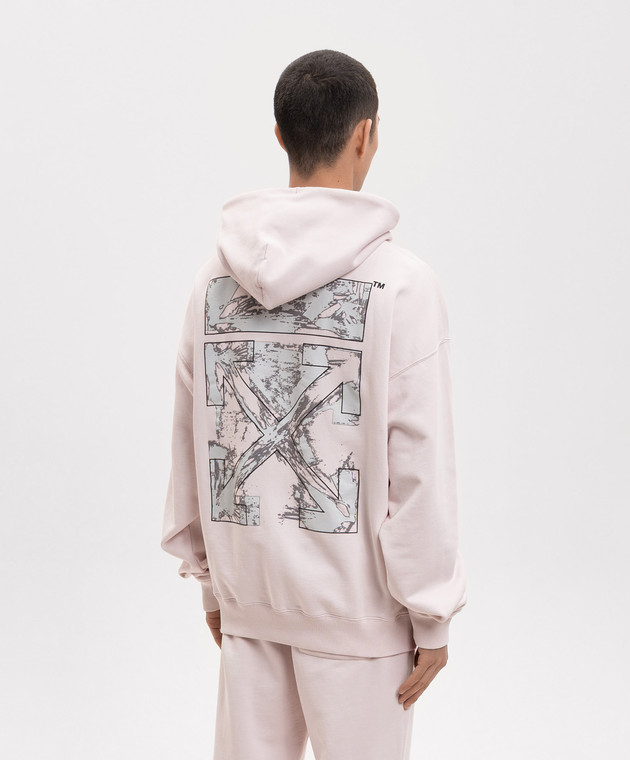 Off-White Рожеве худі з емблемою Paint Arrow 44MBB085S26F00J зображення 4