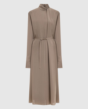 Tom Ford Коричневое платье миди из шелка AB3639FAX1507