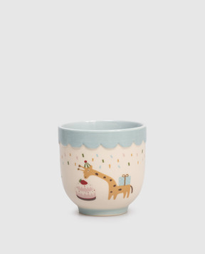 Bloomingville Бежева дитяча керамічна чашка Celebrate з принтом 82063087