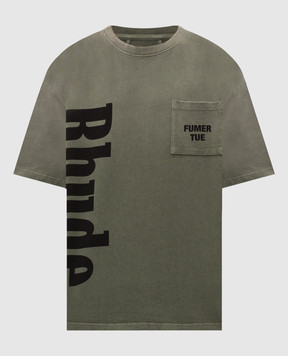 Rhude Футболка цвета хаки с карманом RHPF26TT13012