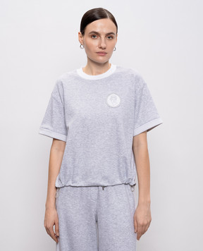 Peserico Сіра меланжева футболка з нашивкою емблеми S06475J005667