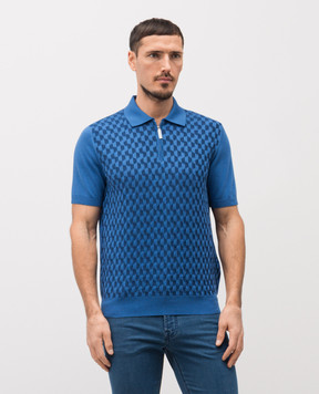 Stefano Ricci Синє поло із шовком у візерунок K818110P31F26176