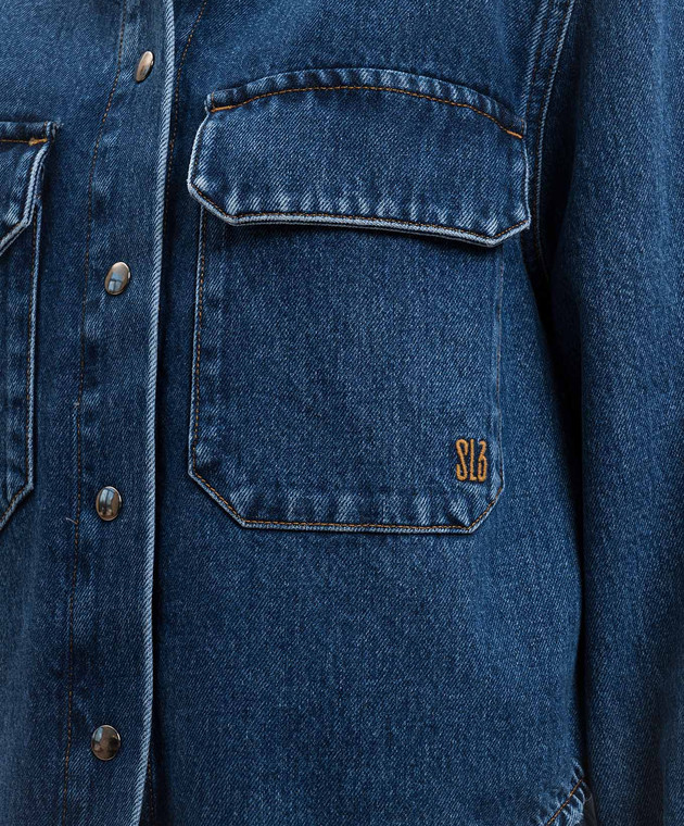 Solotre Синяя джинсовая рубашка с вышивкой монограммы M1AB0141 изображение 5