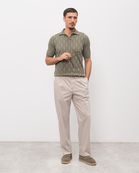 Agnona Поло кольору хакі із шовком у візерунок K311U857Q1412