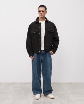 Palm Angels s Черная джинсовая куртка с логотипом PMYE053F24DEN005