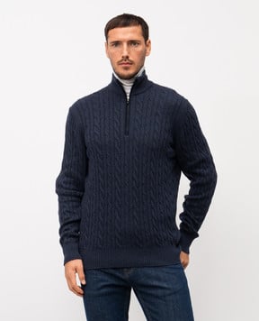 Loro Piana Синій светр з кашеміру з фактурним візерунком FAD7358