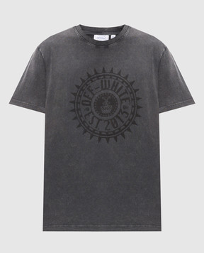 Off-White Сіра футболка з фактурним принтом 44MAA027S26J005