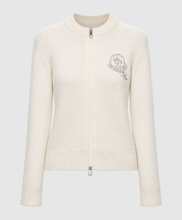 Moncler Кардиган кольору айворі з вовни і кашеміру L20939B00065M4281