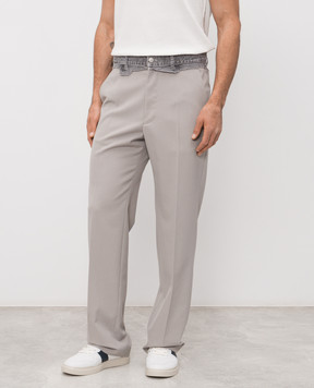 Maison Margiela MM6 Сірі штани з вовною з патчем логотипа SH0KA0062MTN130