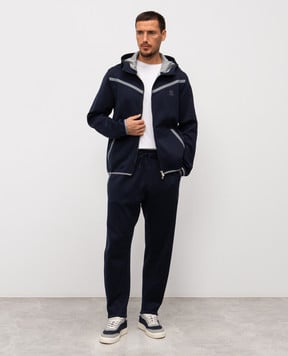 Brunello Cucinelli Синие спортивные брюки с принтом эмблемы MM8433102G