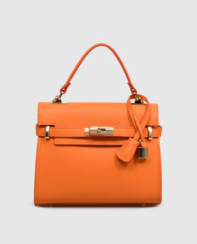 Gianni Notaro Оранжевая кожаная сумка-сетчел DOLLARO 099DOLLAROORO