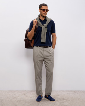 Brunello Cucinelli Синее поло с окантовкой M29800125