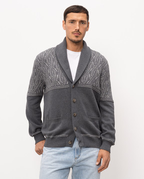 Brunello Cucinelli Сірий кардиган у візерунок M28709406P