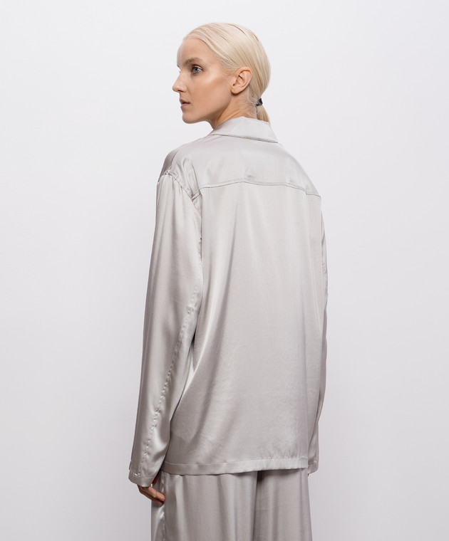 Maison Margiela MM6 Серая блуза с шелком в пижамном стиле MJHH50050 изображение 4