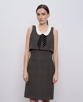 Valentino Черное платье с шерстью и шелком в узор 8B3VAHZ09TG