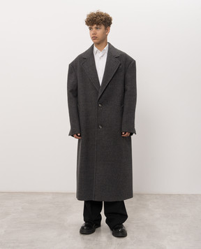 Ami Paris Серое пальто из шерсти HCO481WV0078