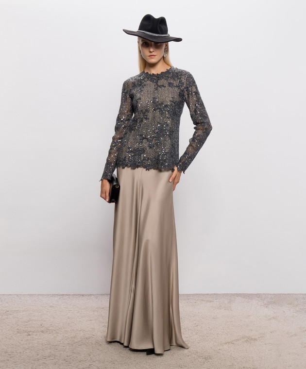 Brunello Cucinelli Серый ажурный джемпер M0PIZVJ110 изображение 2