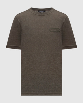 Stefano Ricci Футболка кольору хакі з льону K919071G10T26205